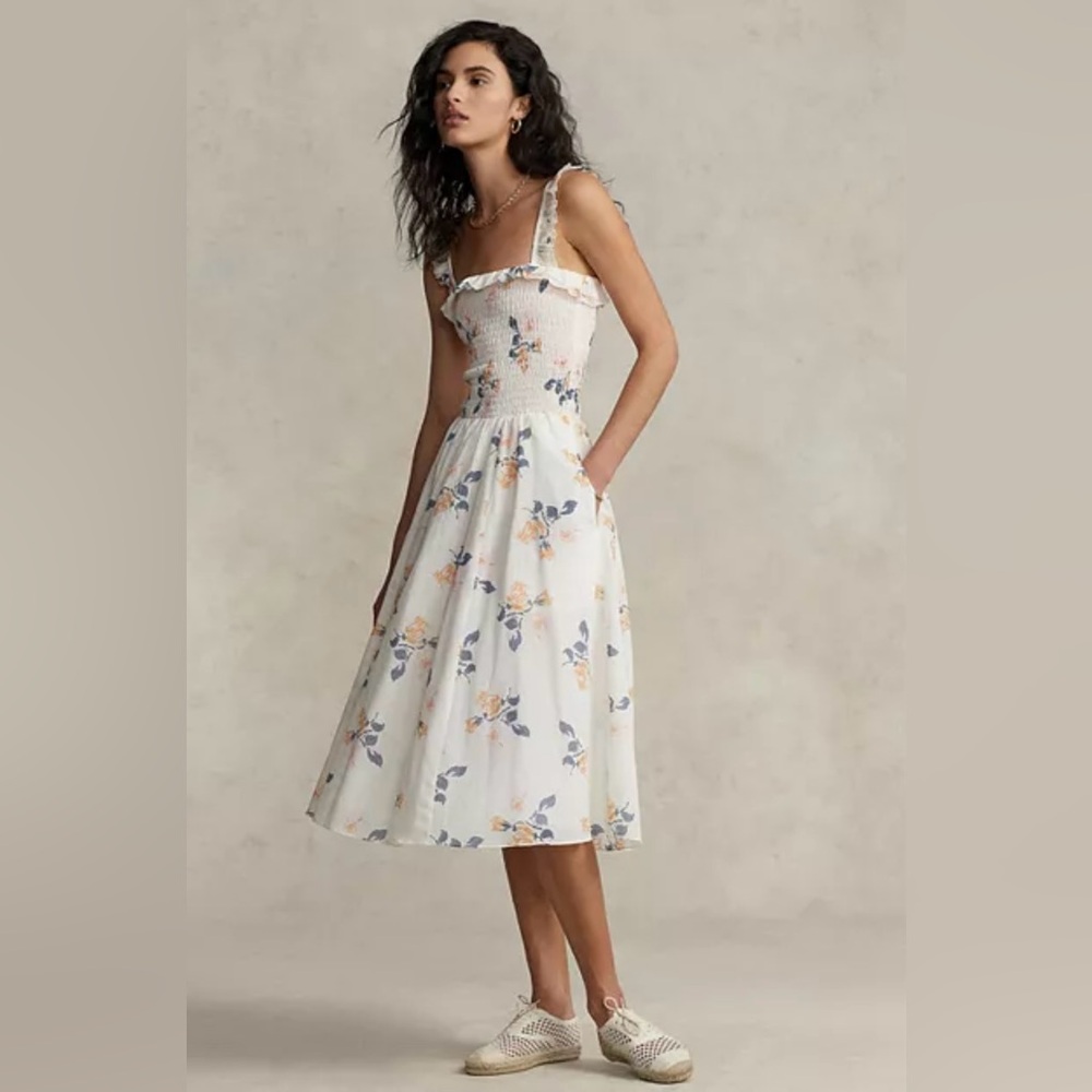 Ralph Lauren White Floral Midi Sundress